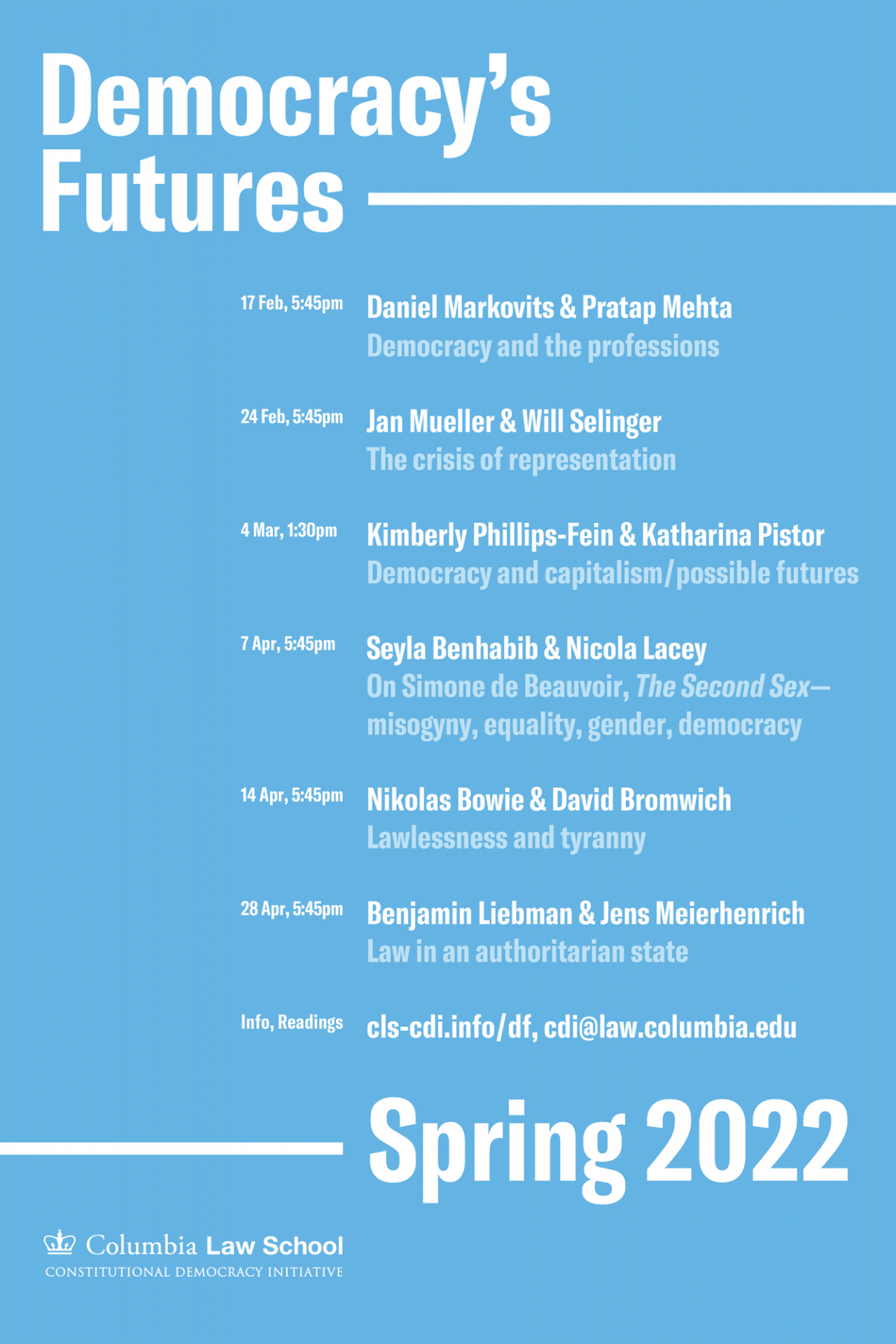 Democracy's Futures - Spring 2022 Schedule