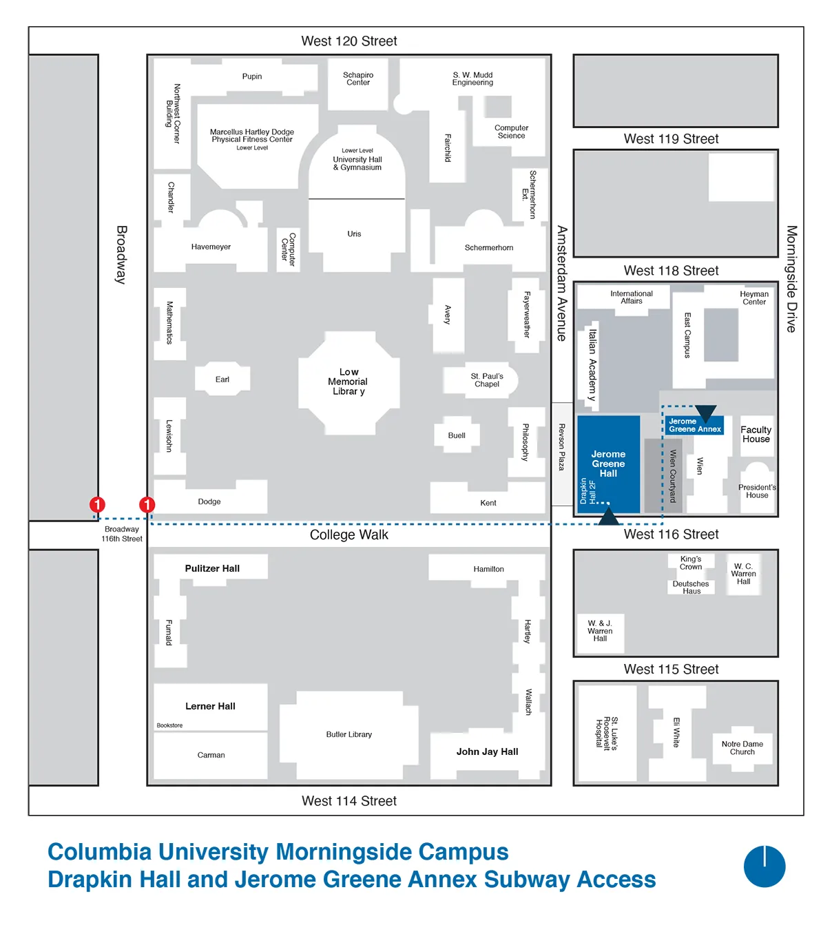 Map - Jerome Green Hall Drapkin Lounge and Jerome Greene Annex